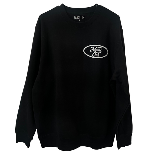 Moms Club Black Puff Crewneck