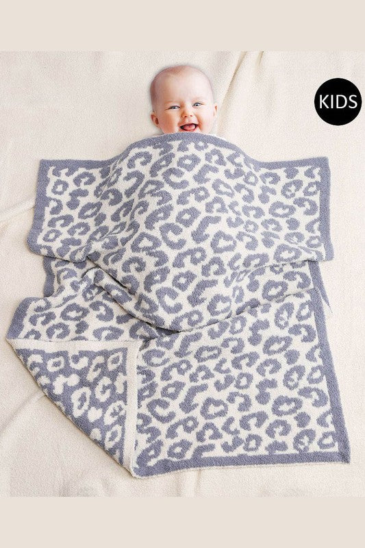 Kids Blue Leopard Throw Blanket