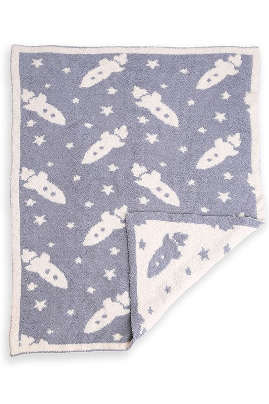 Kids Rocket Ship Throw Blanket
