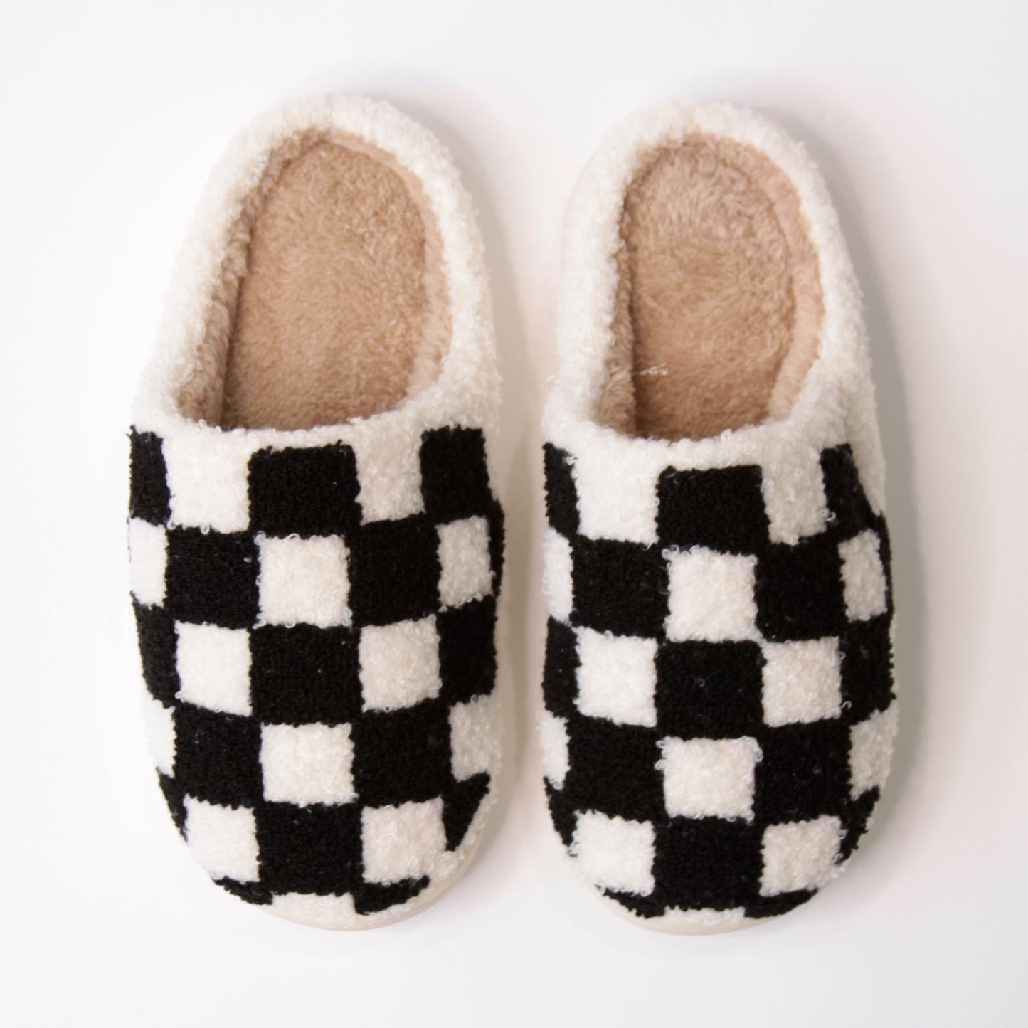 Black Checkered Slippers
