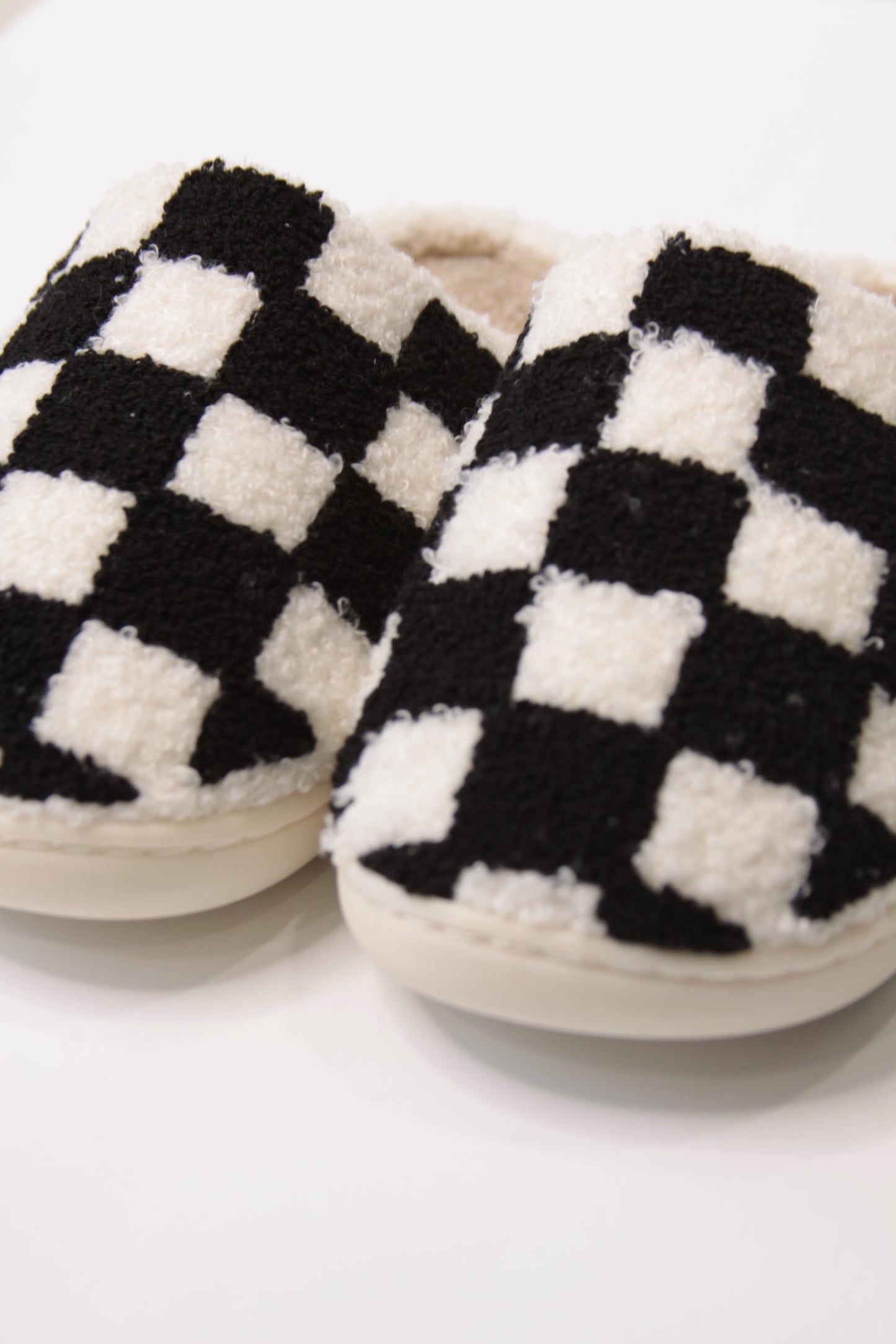 Black Checkered Slippers