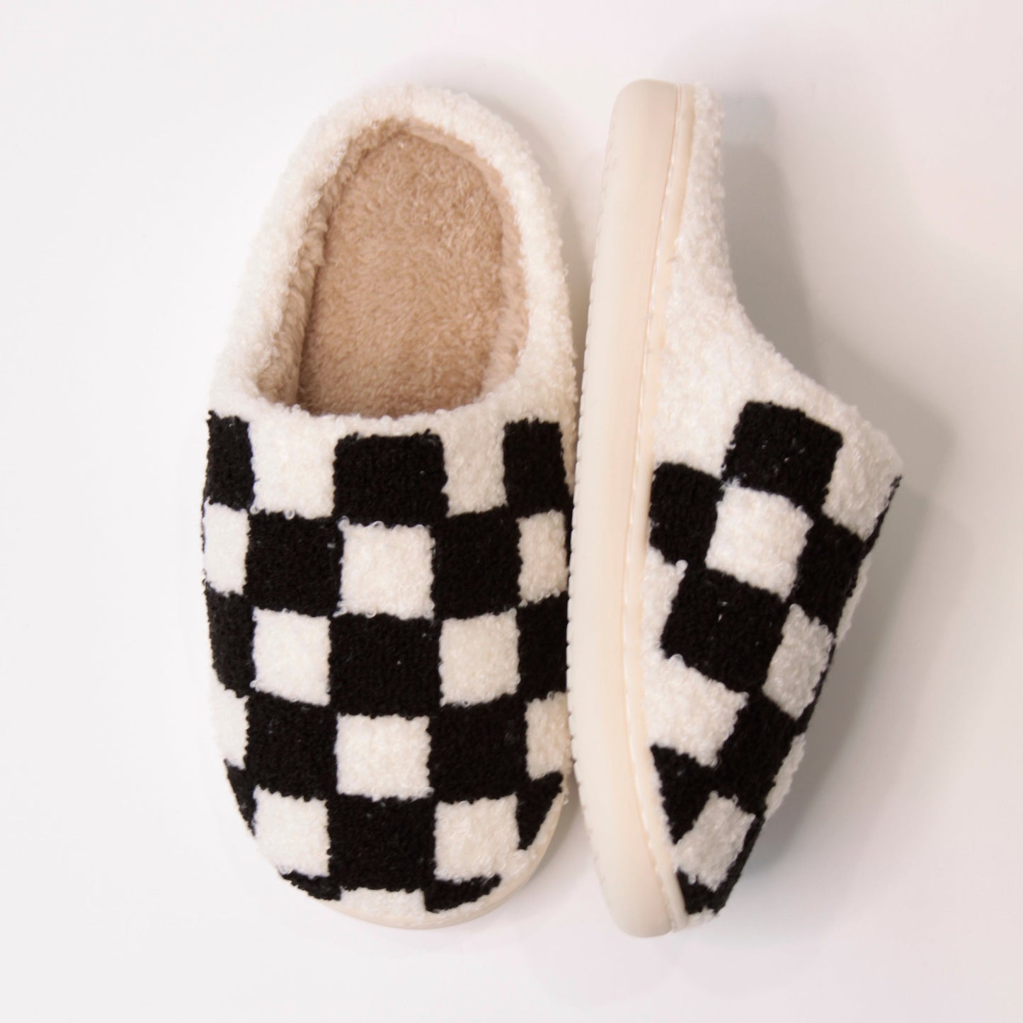 Black Checkered Slippers