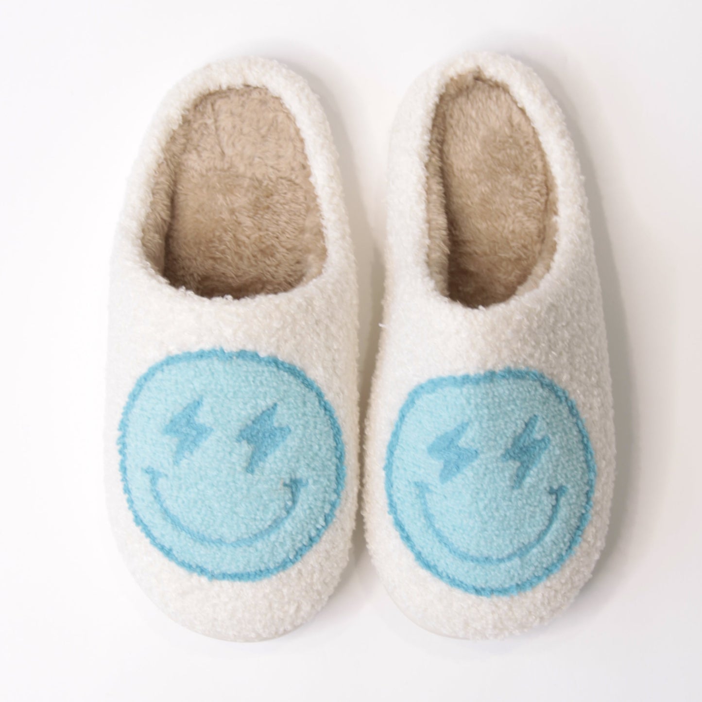 Blue Lightening Bolt Happy Slippers