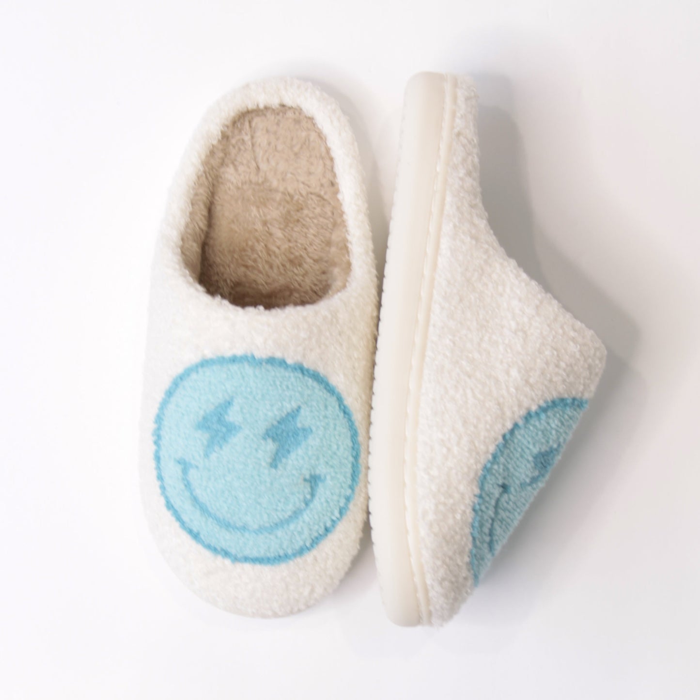 Blue Lightening Bolt Happy Slippers