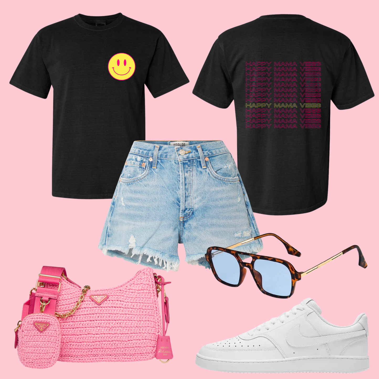Happy Mama Vibes Black Tee