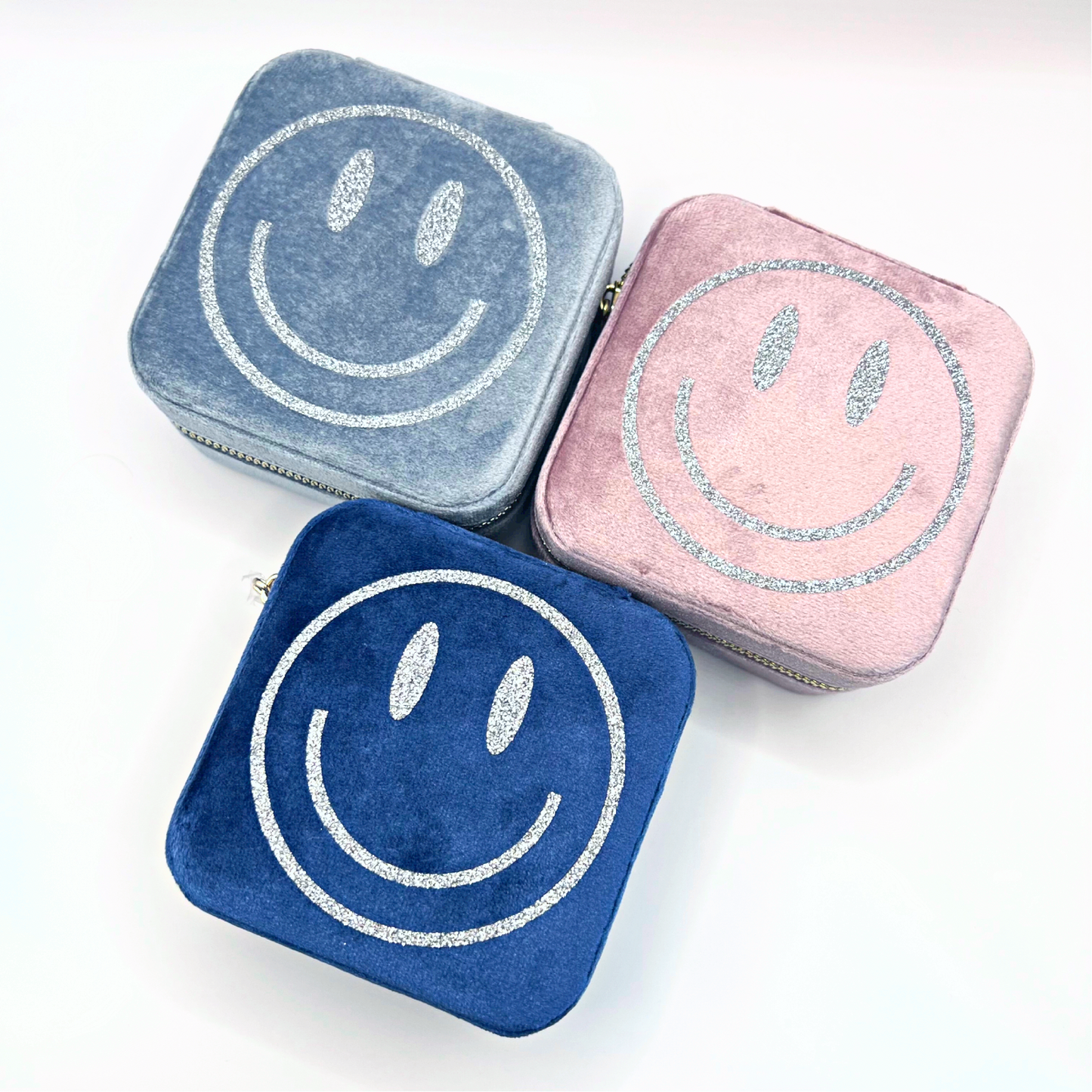 Smiley Velvet Travel Jewelry Case