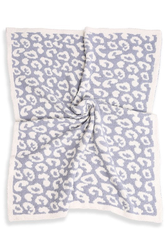 Kids Blue Leopard Throw Blanket