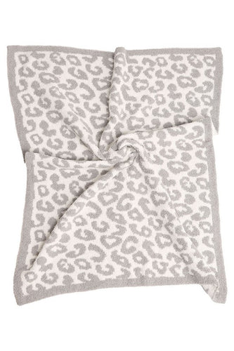 Kids Gray Leopard Throw Blanket