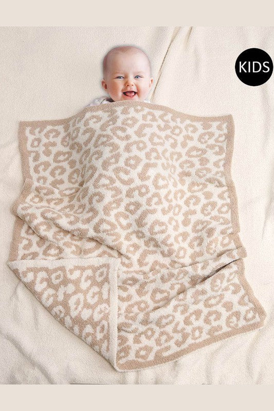 Kids Beige Leopard Throw Blanket
