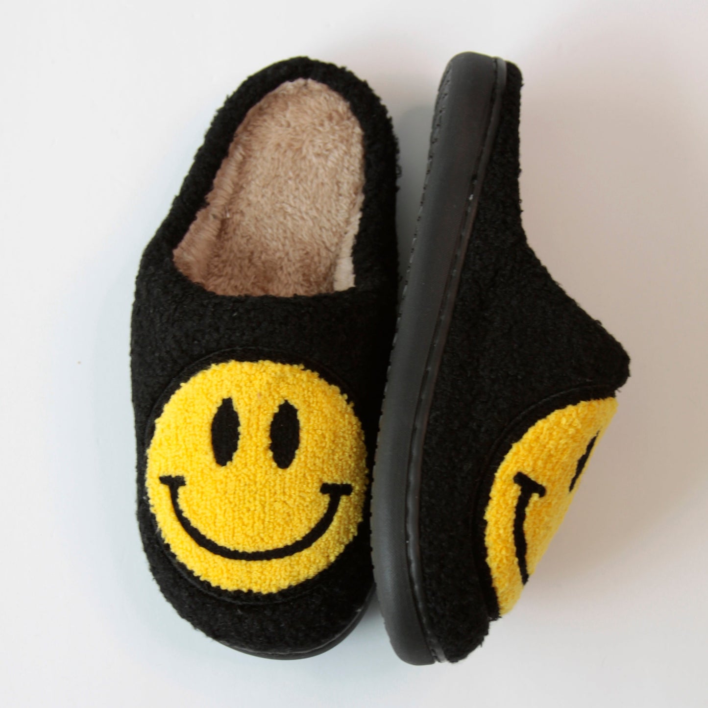 Black and Yellow Happy Slippers