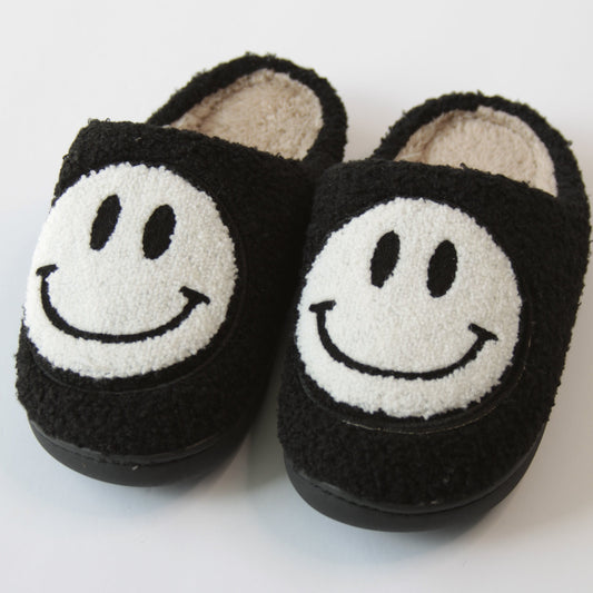 Black and White Happy Slippers