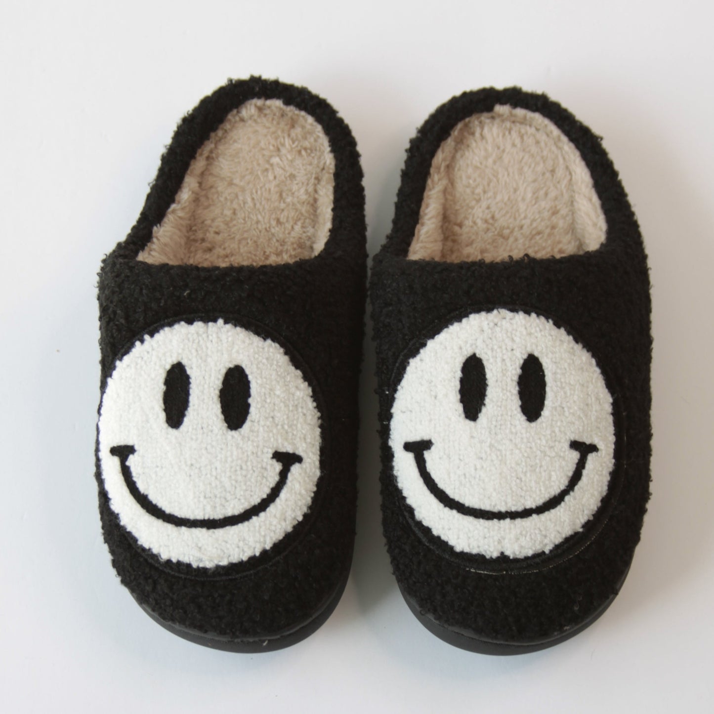 Black and White Happy Slippers