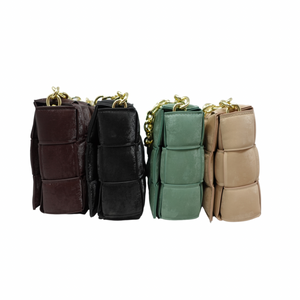 Padded Crossbody Woven Suede Bag - Green